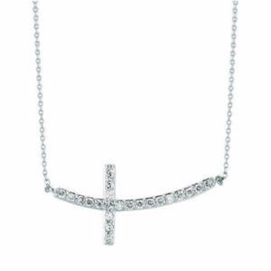 0.50 Carat Natural Diamond Cross Pendant Necklace